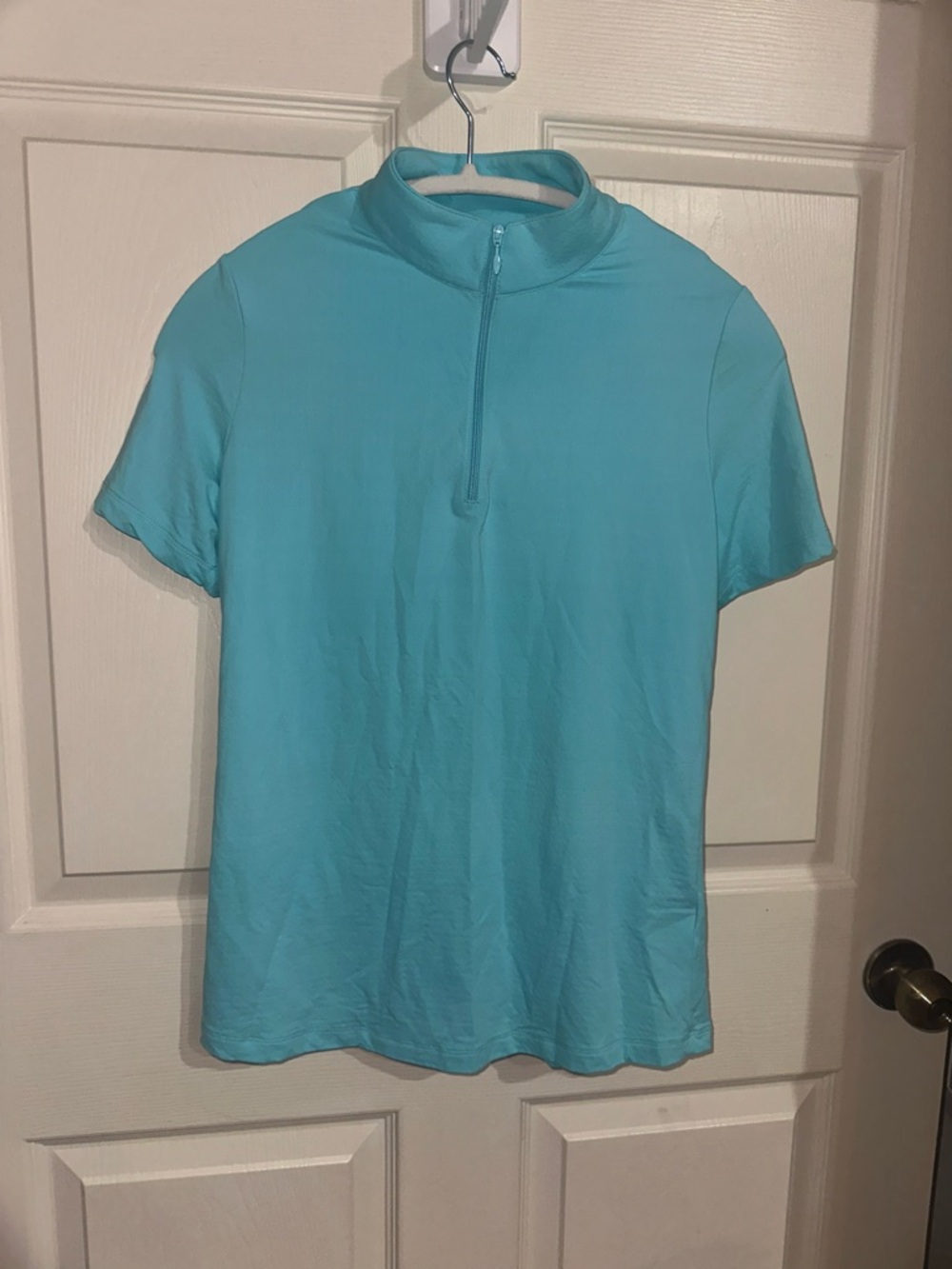IBKUL Women’s Short Sleeve Quarter-Zip mock neck Blue S golf gym activewear